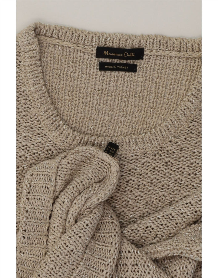 MASSIMO DUTTI Womens Oversized Boat Neck Jumper Sweater UK 14 Medium Grey Vintage Massimo Dutti and Second-Hand Massimo Dutti from Messina Hembry 