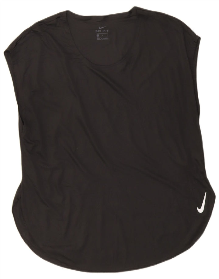 Nike Mujer Dri Fit Camiseta Top UK 40 Grande Poliéster Negro