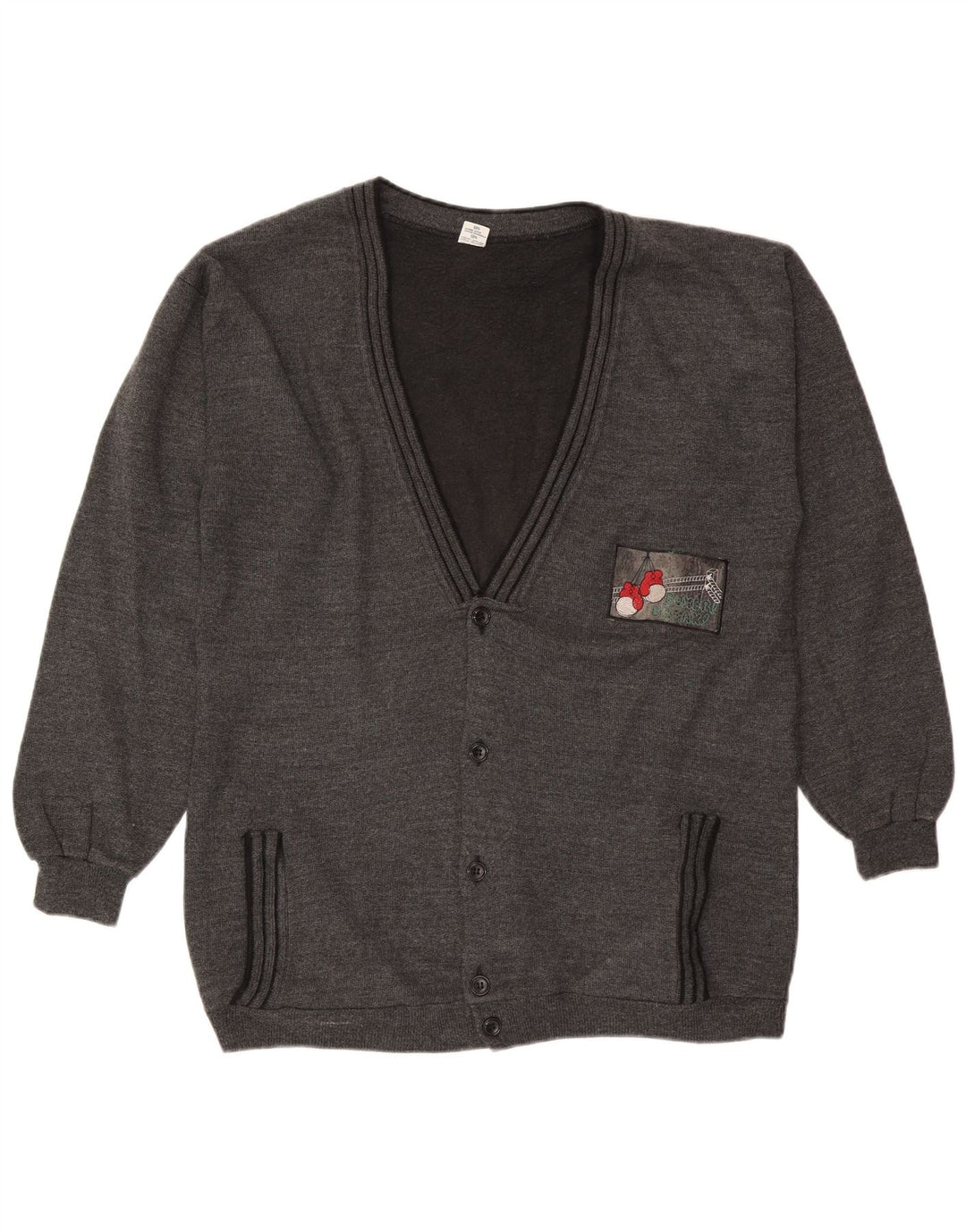 Vintage hombres Cardigan suéter XL algodón gris