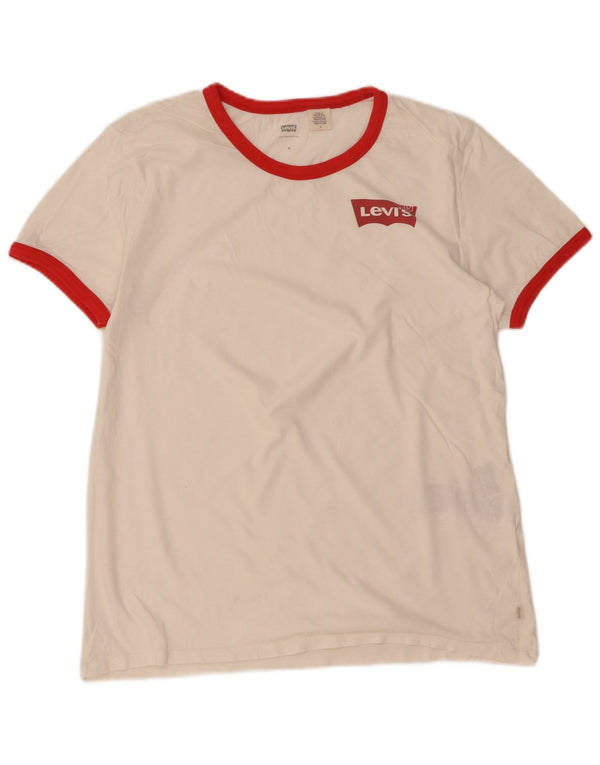 Levi's Camiseta para mujer Top UK 44 Algodón color block blanco mediano