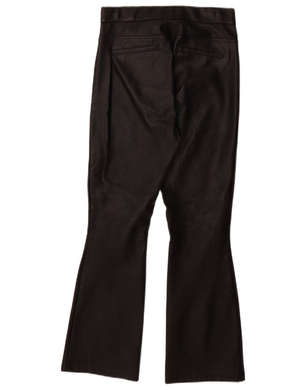 Zara Mujer Pantalones Acampanados De Piel Sintética Pequeño W26 L28 Negro