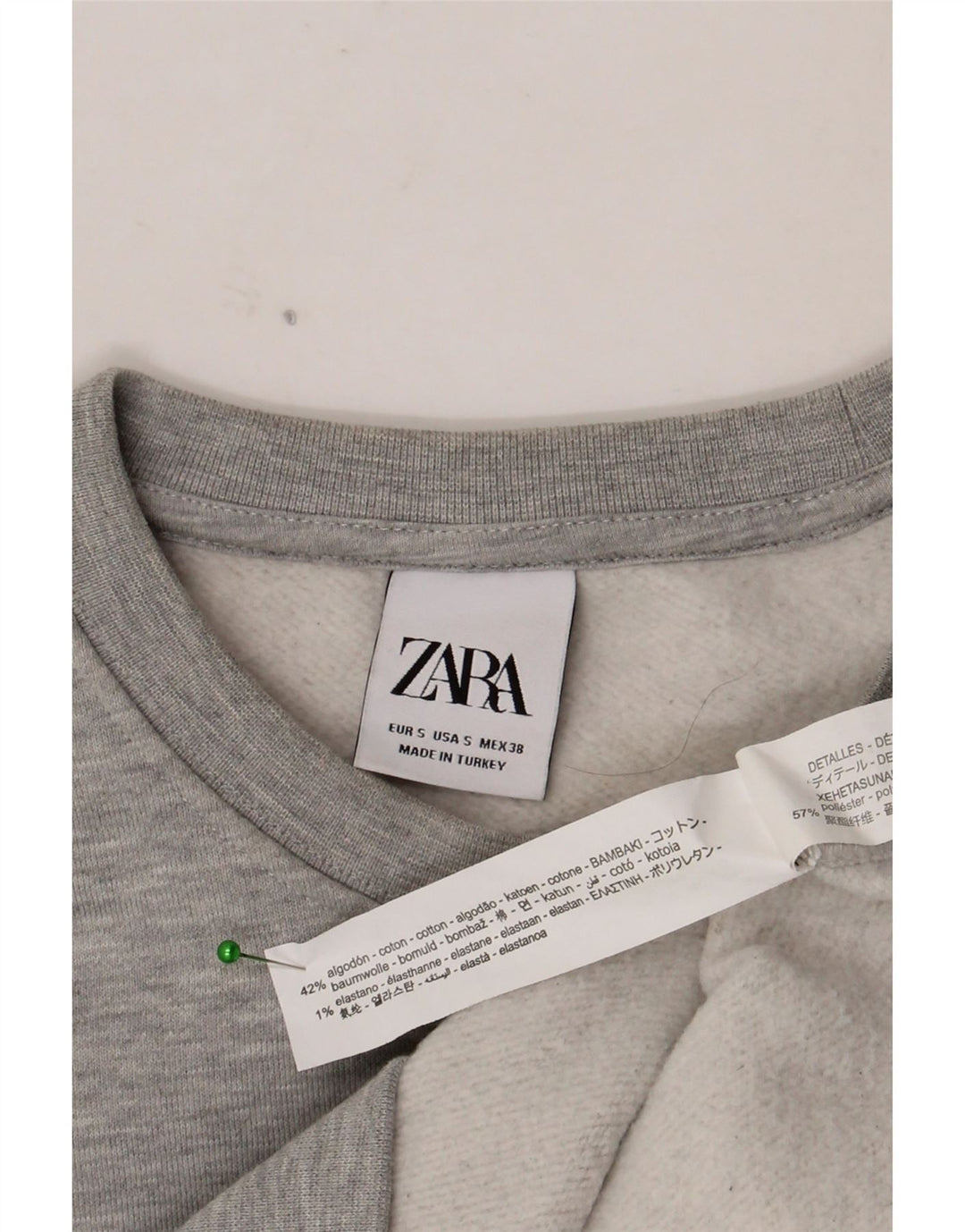Zara Hombre Sudadera Jumper Small Gris Moteado Algodón