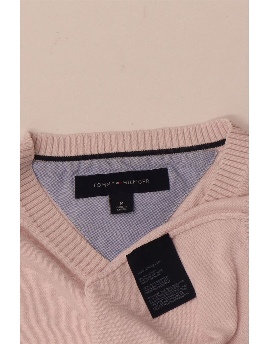 Tommy Hilfiger Jersey con Cuello en V para Hombre de algodón Rosa Medio