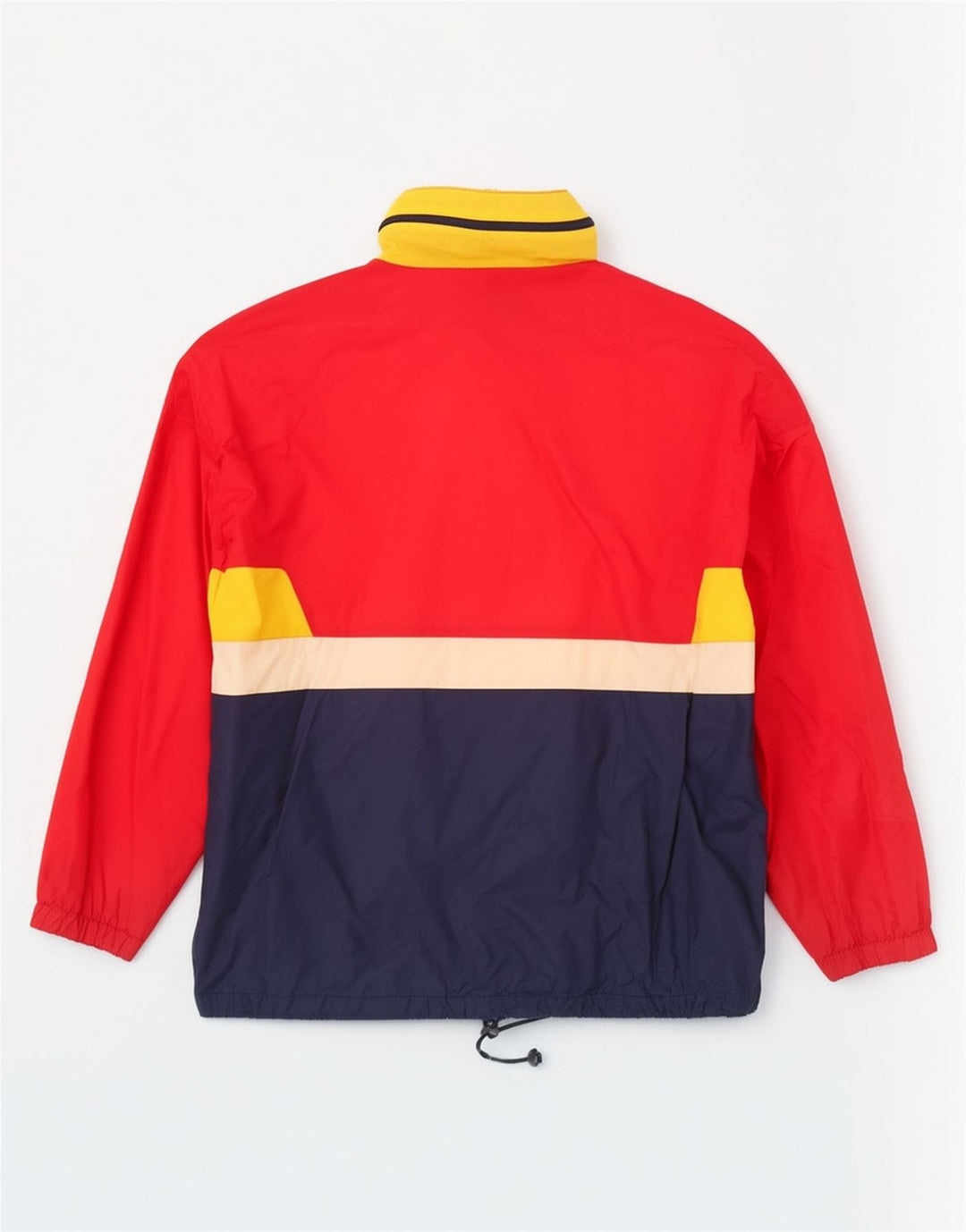 Vintage hombres pullover chaqueta cortavientos UE 48/50 bloque de color rojo medio