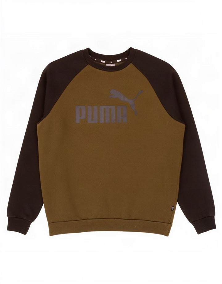 Puma Hombre Sudadera Gráfica Jumper De Algodón Color Block En Caqui Medio