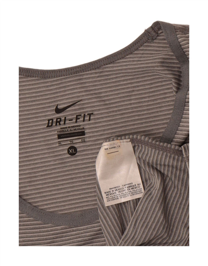 NIKE Mens Vest Top XL Grey Striped Polyester