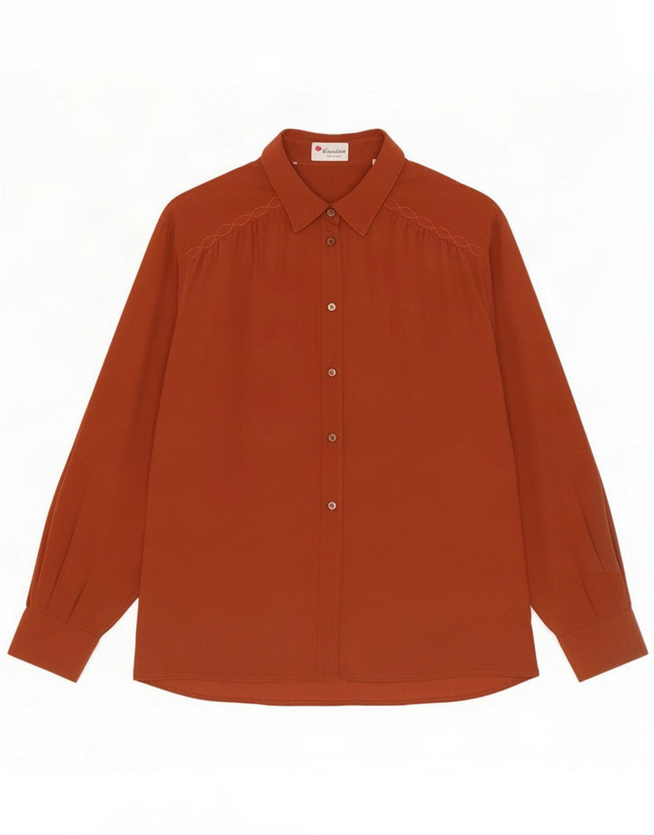 Blusa camisera vintage para mujer IT 46 Large Brown