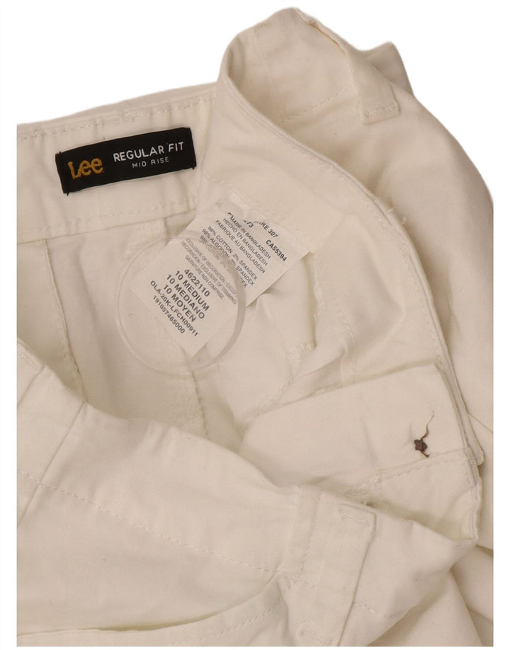 Lee Pantalones cortos casuales de talle medio para mujer, ajuste regular, talla 10, talla grande, W34, algodón blanco