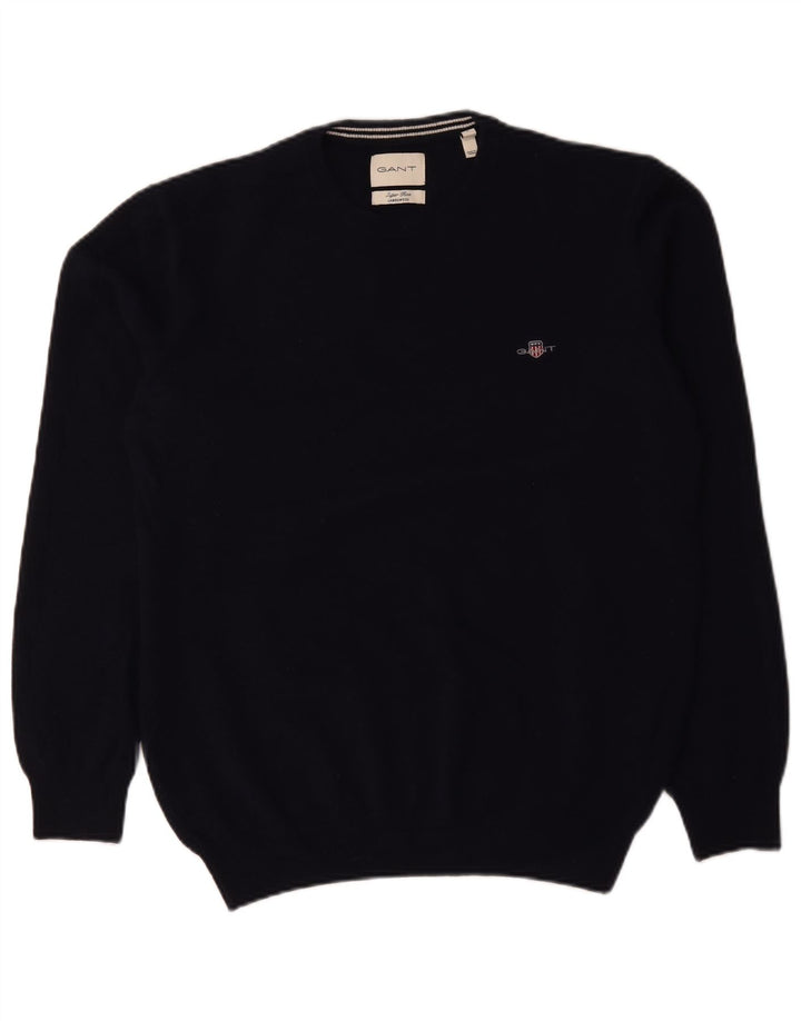 Gant Jersey De Cuello Redondo Para Hombre De Lana De Cordero Azul Marino Grande