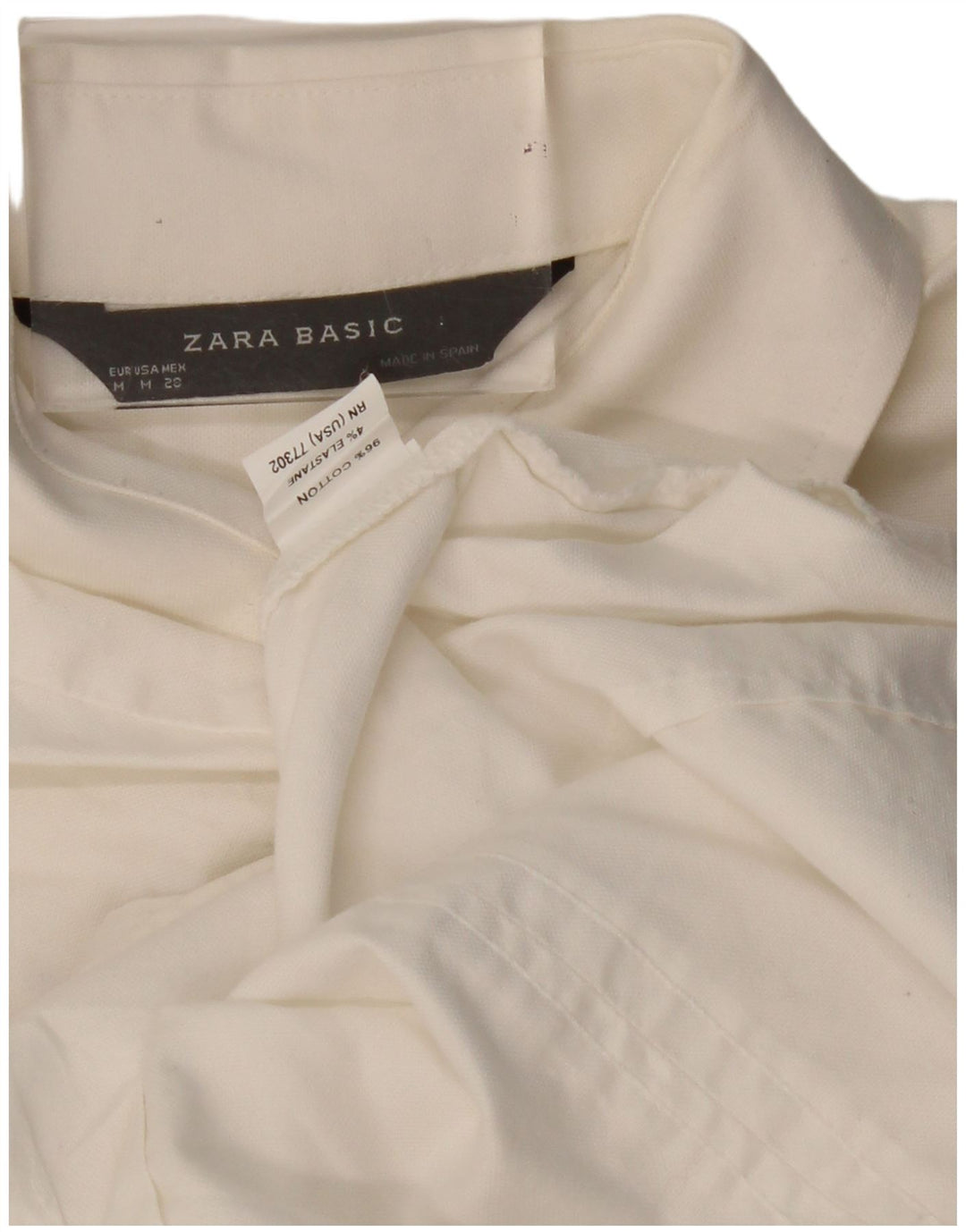 ZARA Camisa Mujer UK 40 Mediano Off White Algodón