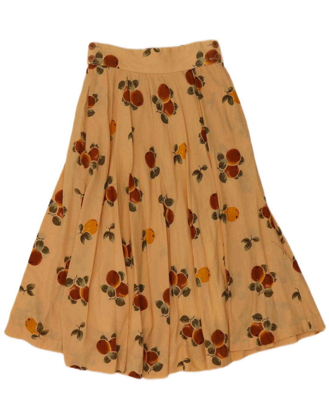 VINTAGE Falda plisada de una línea con patrón abstracto para mujer W24 XS Beige