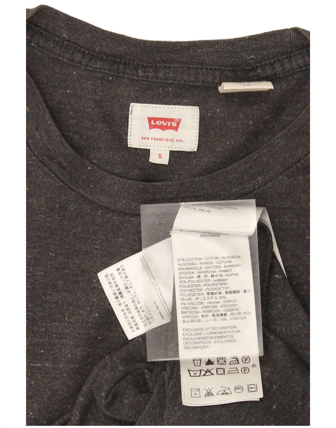 Levi's Camiseta para hombre Top Small de algodón moteado gris