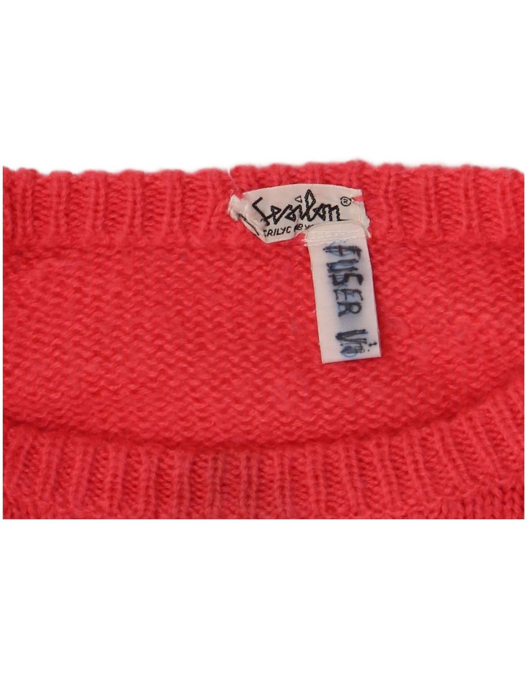 Vintage mujer cuello redondo jersey suéter Reino Unido 16 rosa grande