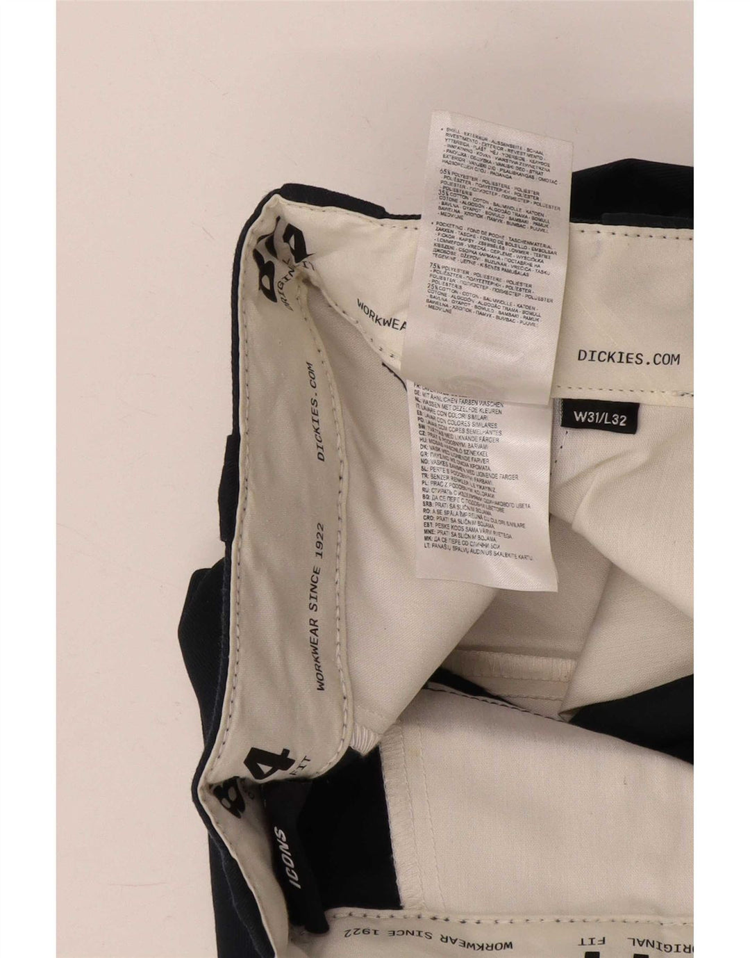Dickies Pantalón chino recto para hombre W31 L32 Poliéster azul marino
