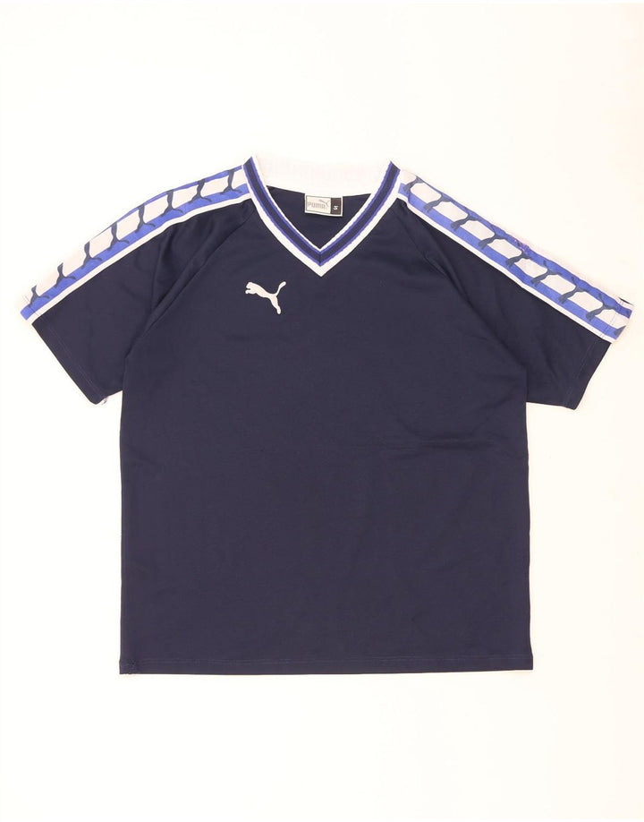 Puma Camiseta gráfica para hombre Top Small Azul marino Colorblock Poliéster