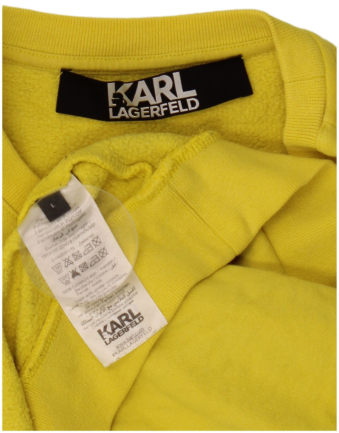 KARL LAGERFELD Sudadera para mujer Jumper UK 40 Grande Algodón amarillo