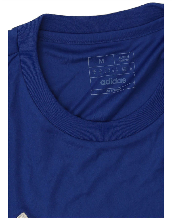 Adidas Hombre Aeroready Slim Fit Graphic Camiseta Top Poliéster Azul Medio