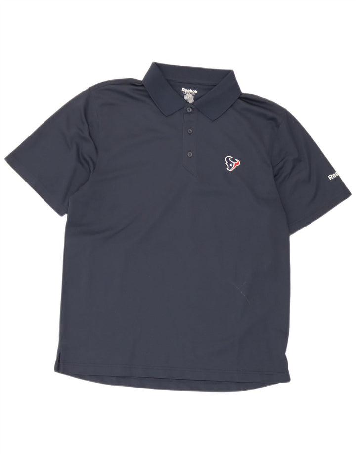 Polo Reebok Houston Texans para hombre, poliéster azul marino mediano