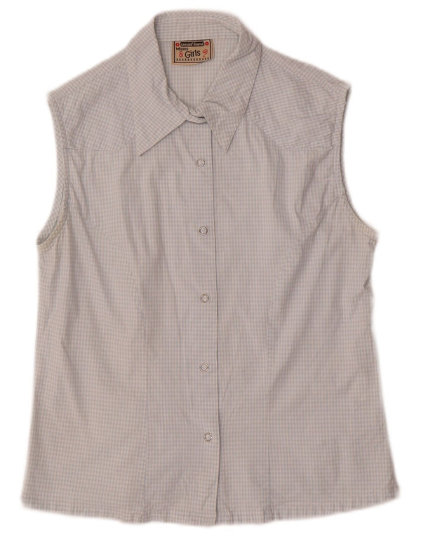 Camisa Niña Vintage Sin Mangas 13-14 Años Vichy Azul
