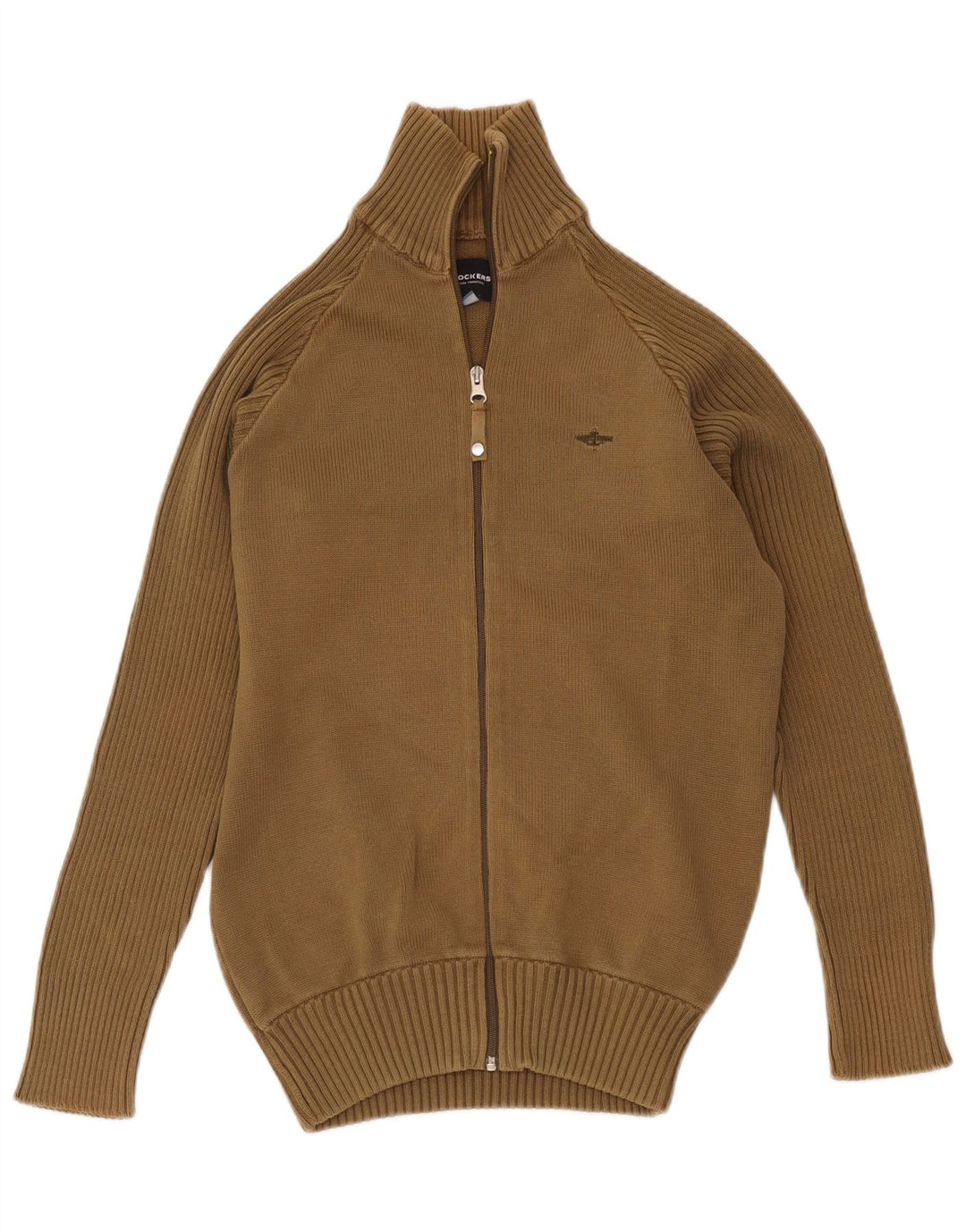 Dockers Suéter tipo cárdigan para hombre pequeño color caqui