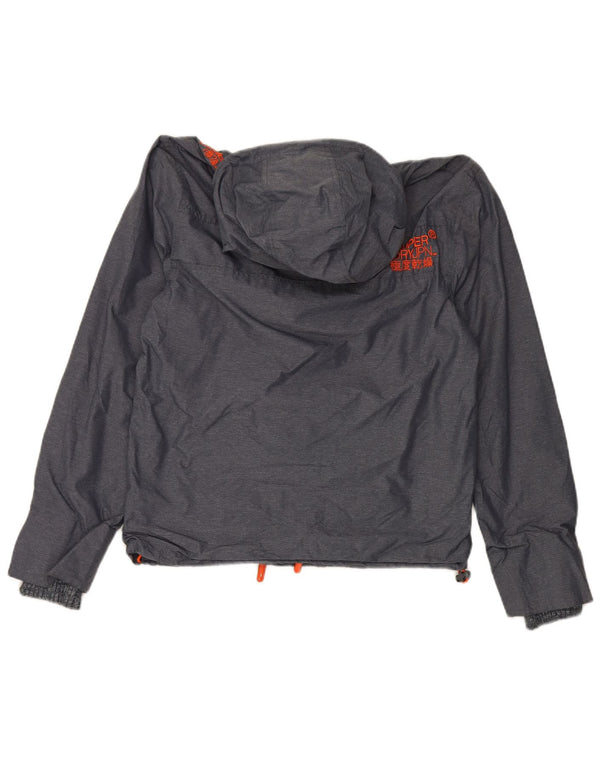 SUPERDRY Chaqueta cortavientos con capucha para hombre, talla 36, nailon gris pequeño