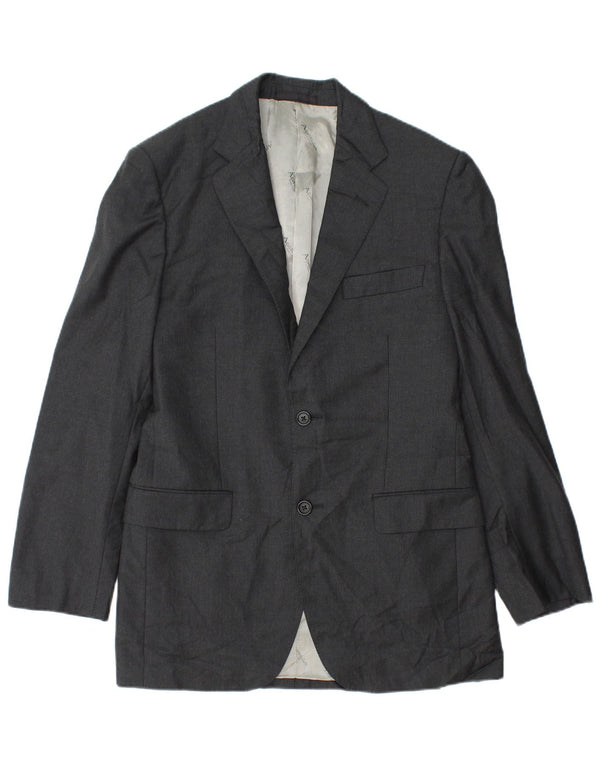 Aquascutum Chaqueta tipo blazer de 2 botones para hombre UK 36 Small Grey Wool