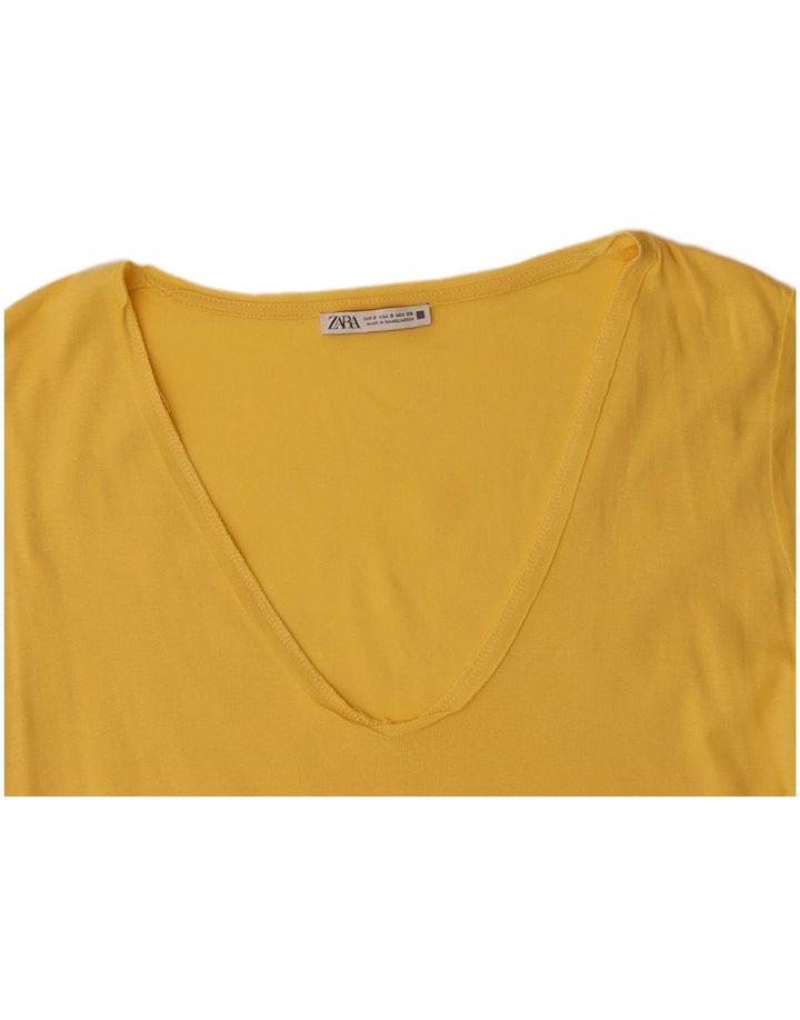 ZARA Womens T-Shirt Top UK 10 Small Yellow