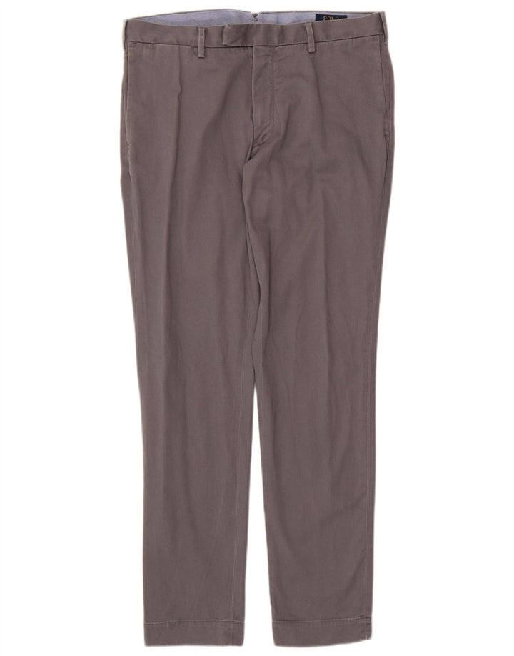 POLO RALPH LAUREN Pantalón de traje ajustado a medida para hombre W34 L32 Algodón gris