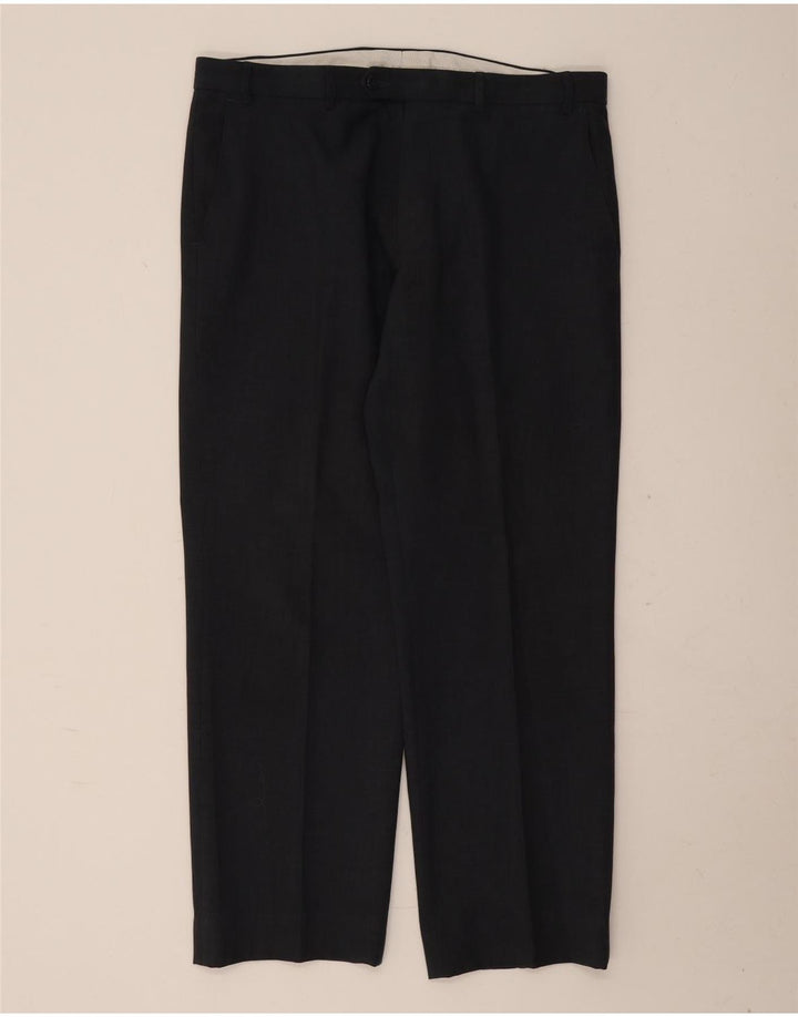 Marks & Spencer Pantalón de traje recto para hombre W36 L29 Poliéster azul marino
