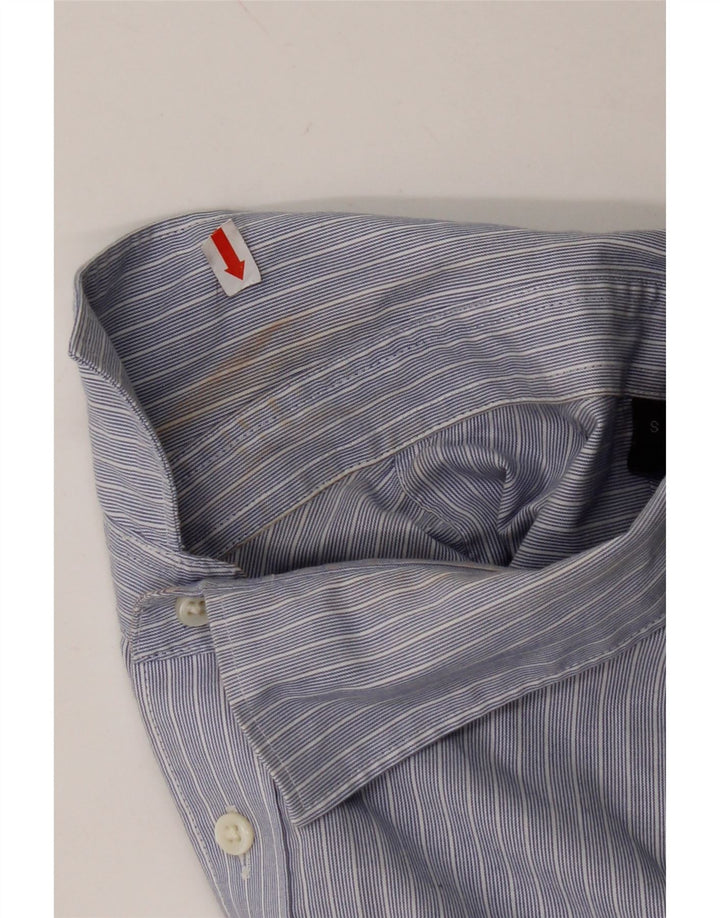 VINTAGE Mens Shirt Small Blue Striped Cotton