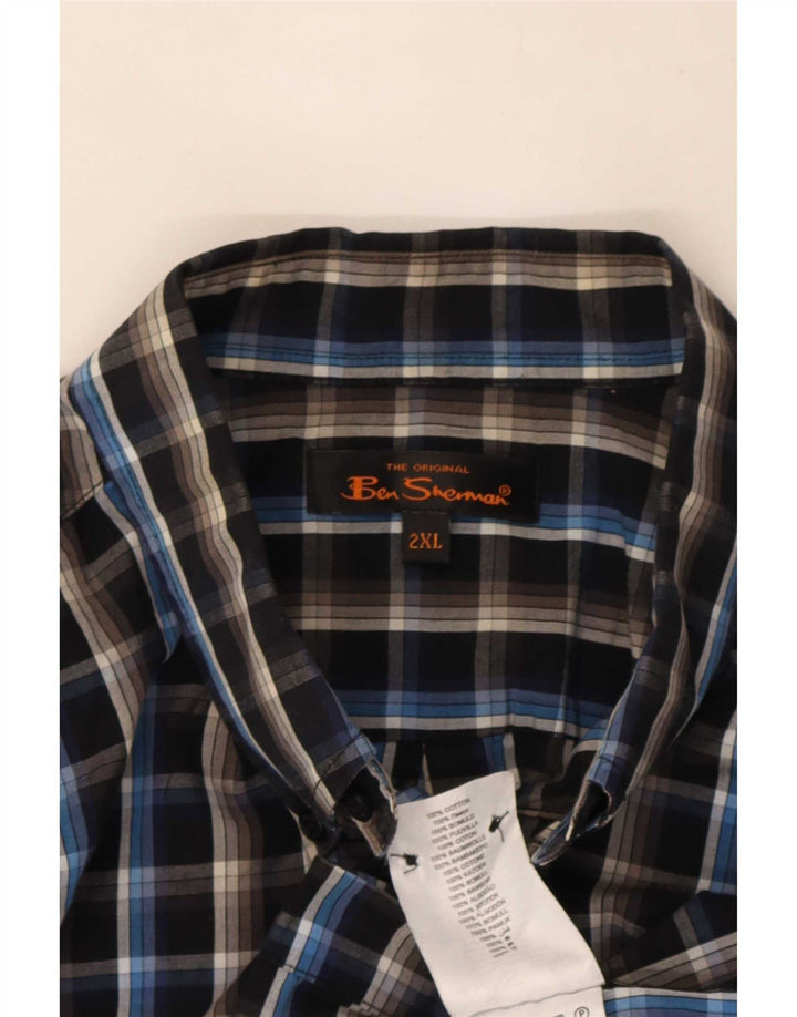Ben Sherman Camisa para hombre 2XL Algodón a cuadros negros