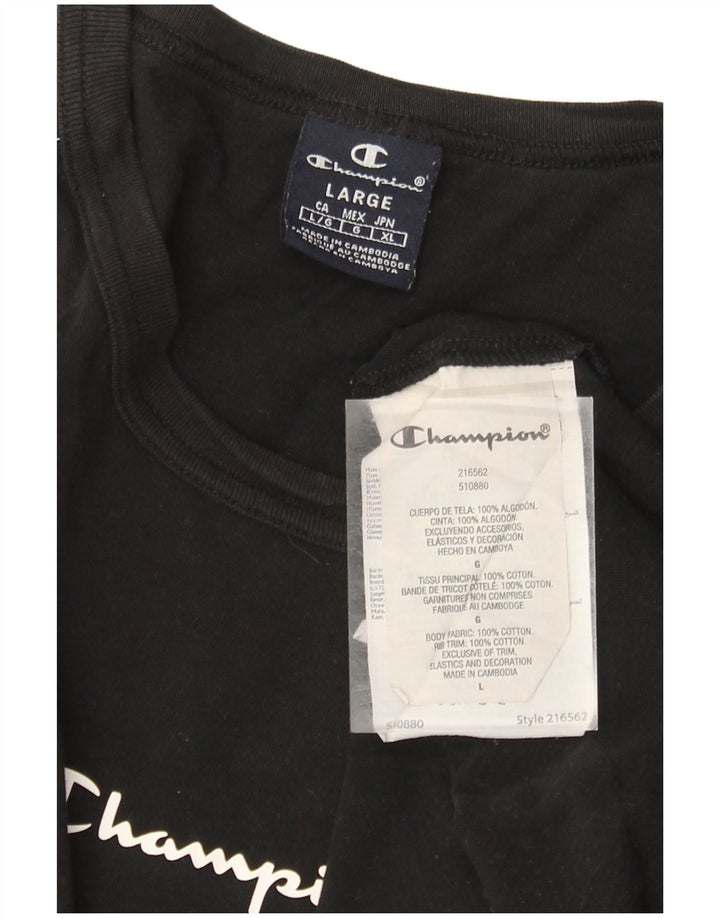 Champion Camiseta gráfica para hombre Top grande de algodón negro