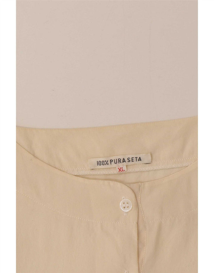 Blusa vintage para mujer Top UK 18 XL Seda Beige