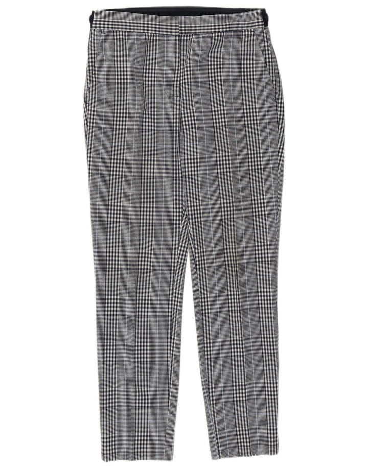 Zara Mujer Pantalones Cortos Delgados Pequeños W26 L26 Poliéster A Cuadros Azul Marino