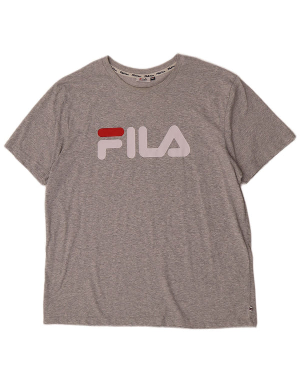 Fila Camiseta gráfica para hombre Top 2XL Algodón moteado gris