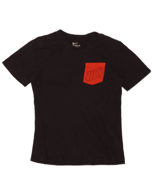 Nike Camiseta gráfica de corte atlético para hombre, talla pequeña, algodón negro