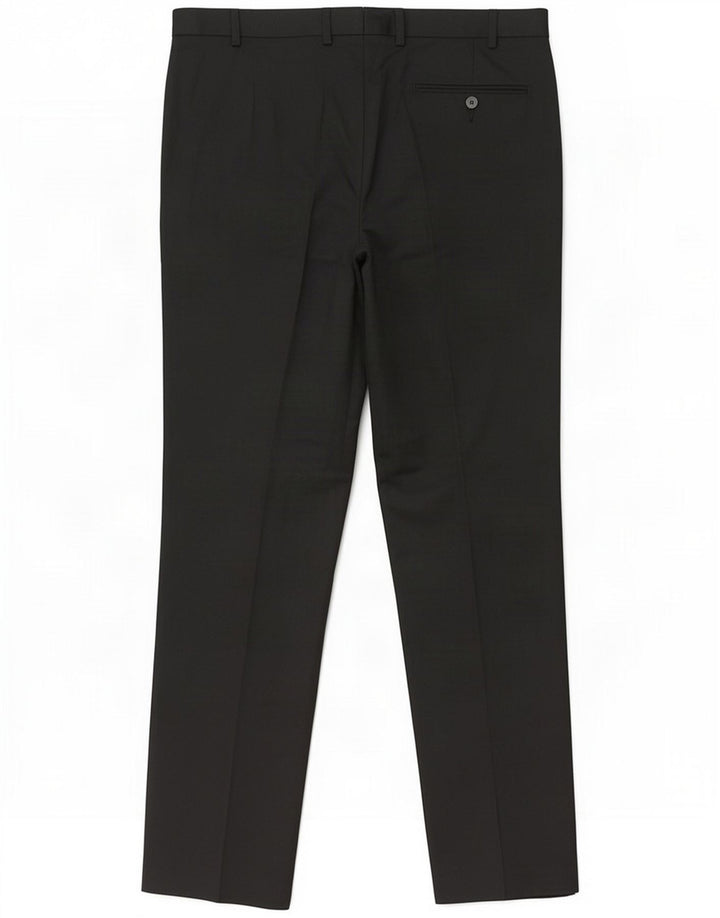 Marks & Spencer Pantalón de traje de corte regular para hombre W36 L33 Poliéster negro