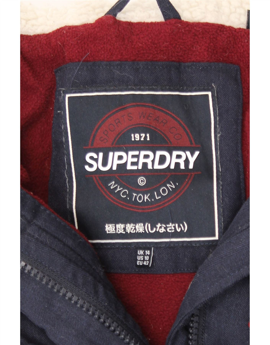 Superdry Chaqueta Acolchada De Lona Con Capucha Para Mujer UK 44 Grande Poliéster Azul Marino