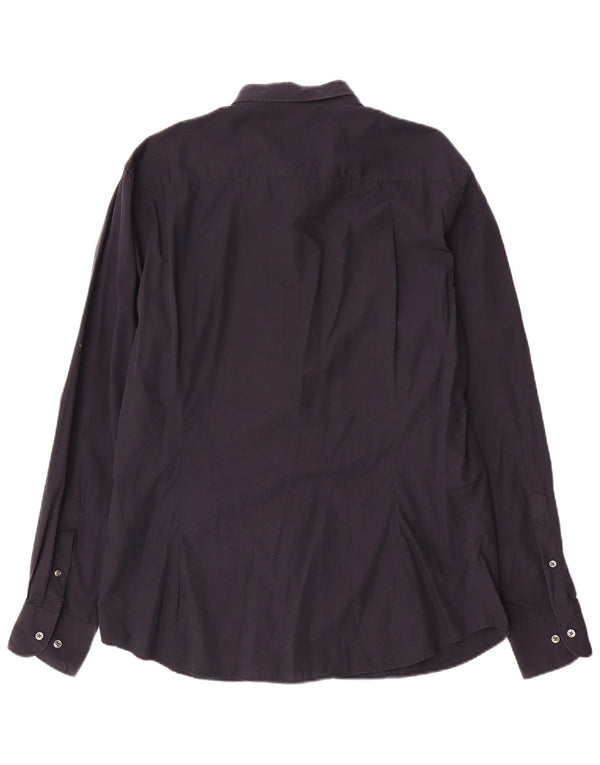 MASSIMO DUTTI Camisa Hombre Slim Fit XL Azul Marino Algodón