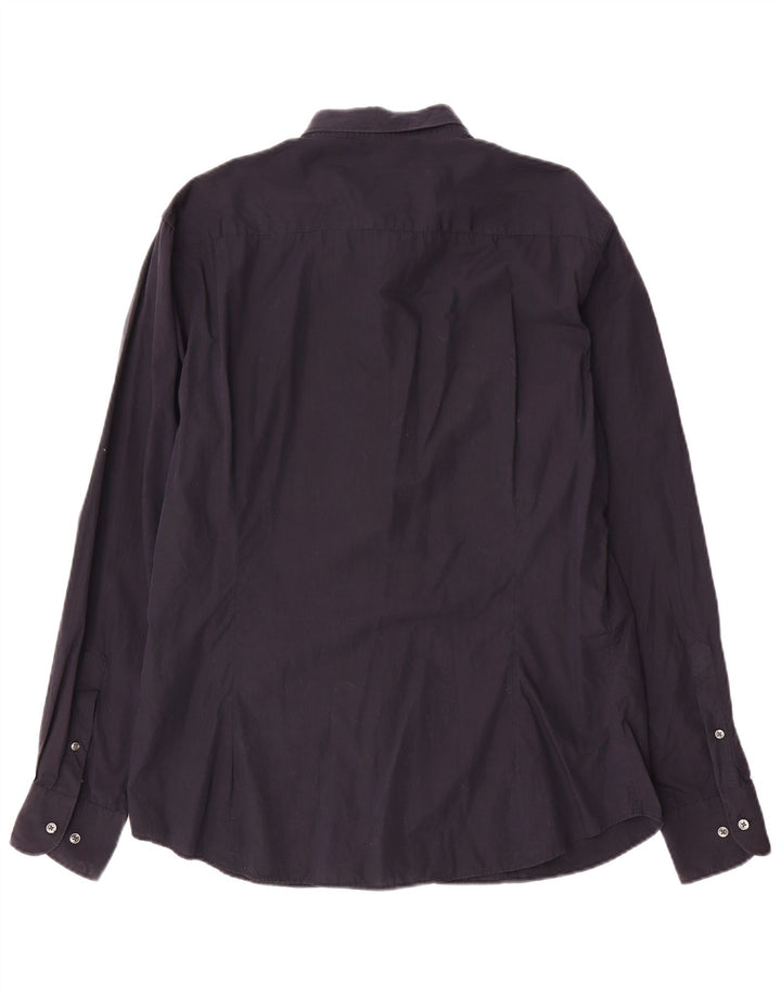 MASSIMO DUTTI Camisa Hombre Slim Fit XL Azul Marino Algodón