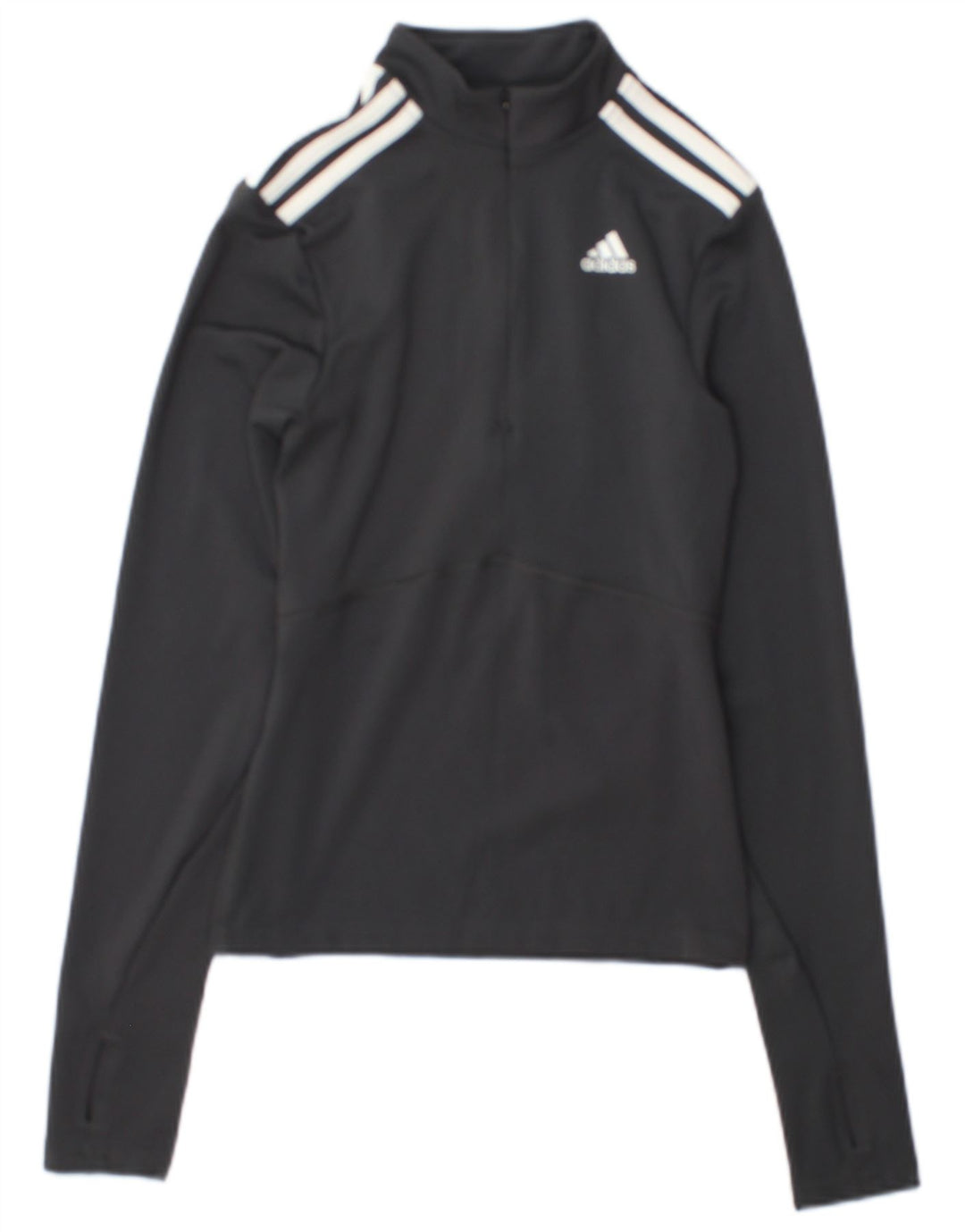 Adidas Mujer Zip Neck Jersey Chándal Top UK 4/6 XS Gris Colorblock