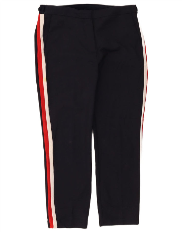 ZARA Mujer Pantalón Cropped Large W30 L24 Azul Marino Colorblock