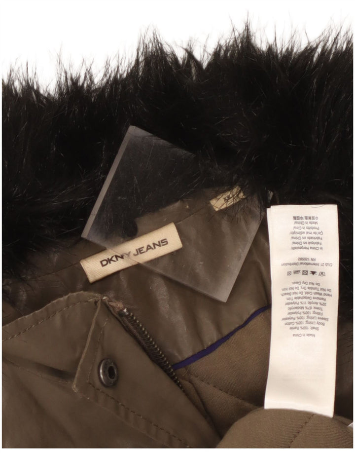Dkny Abrigo para mujer UK 6 XS Khaki Ramie