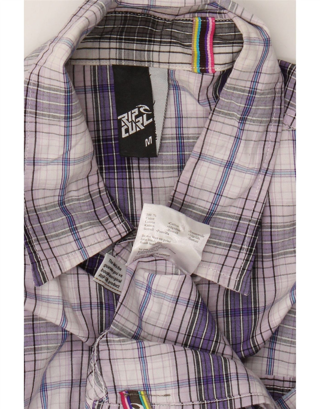 Rip Curl Hombre Camisa De Manga Corta De Algodón A Cuadros Morado Medio