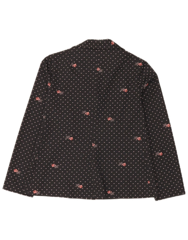 Romy Chaqueta Blazer de 4 Botones para Mujer UK 44 Grande Poliéster Floral Negro