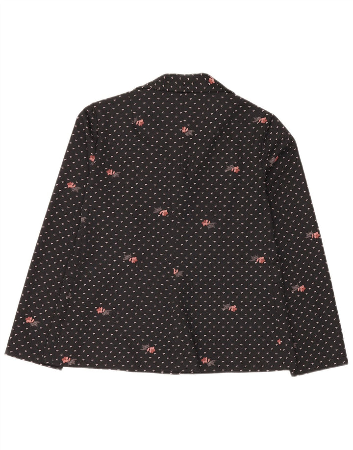 Romy Chaqueta Blazer de 4 Botones para Mujer UK 44 Grande Poliéster Floral Negro