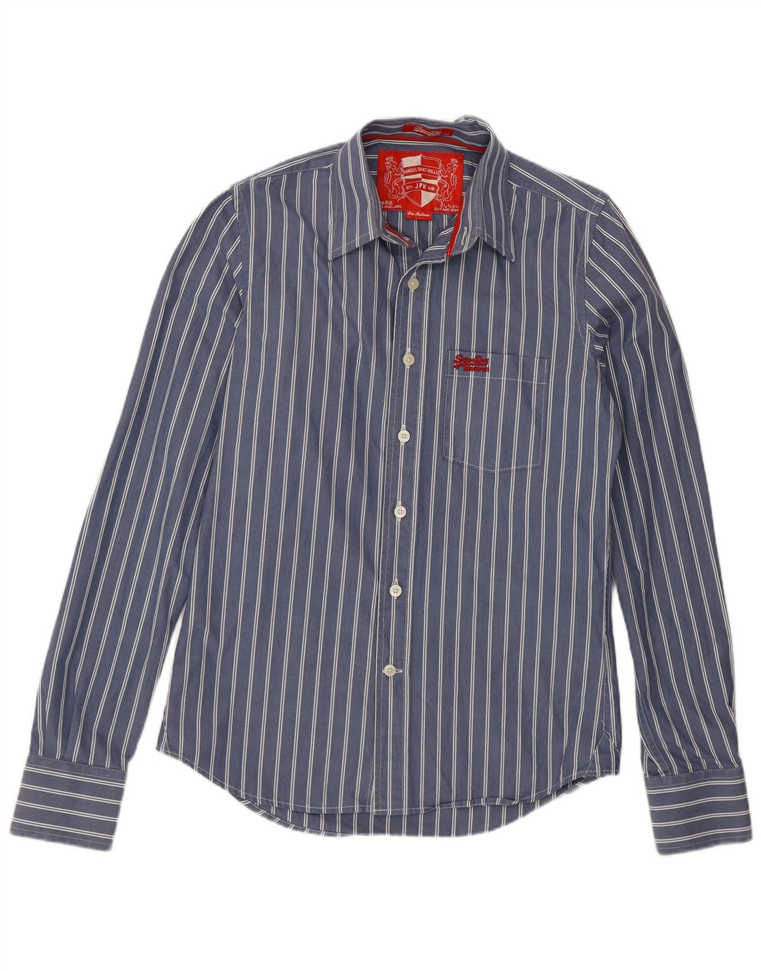 Camisa Superdry Hombre De Algodón A Rayas Azul Medio