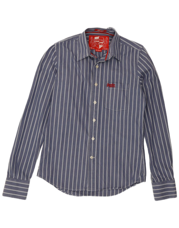 Camisa Superdry Hombre De Algodón A Rayas Azul Medio