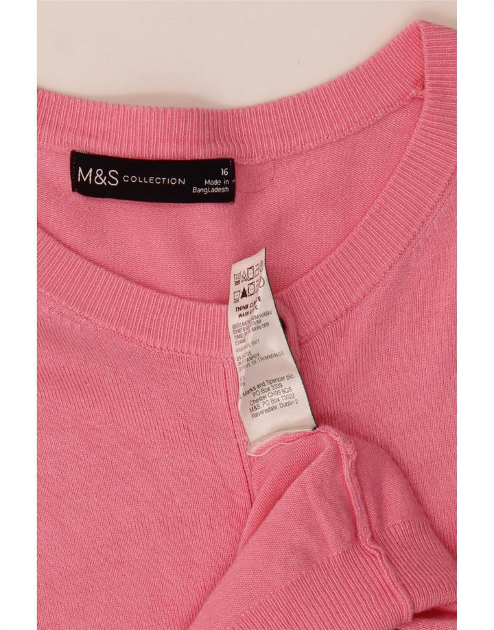 Marks & Spencer Suéter tipo cárdigan para mujer UK 46 Viscosa rosa grande