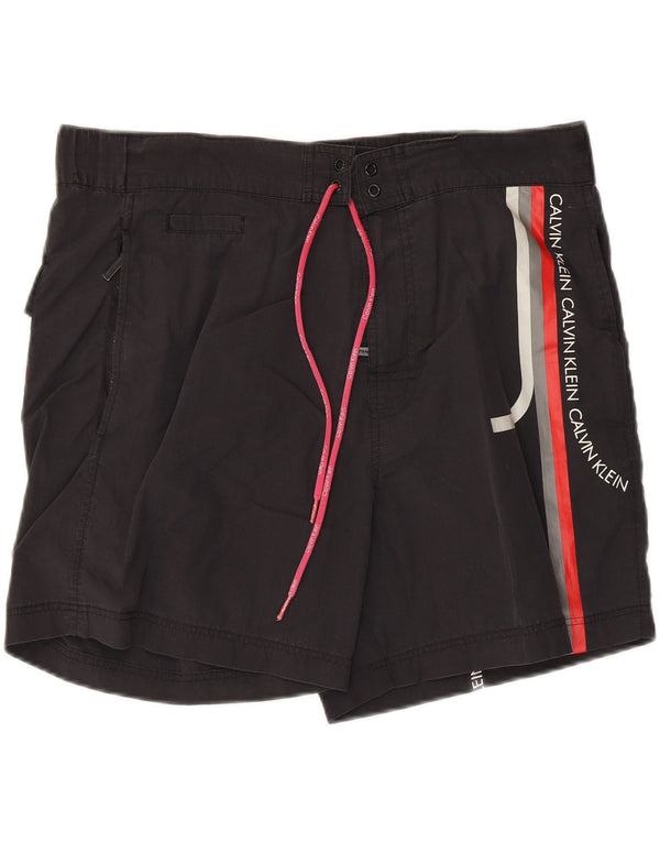 Calvin Klein Shorts De Natación Gráficos Para Hombre Nylon Negro Mediano